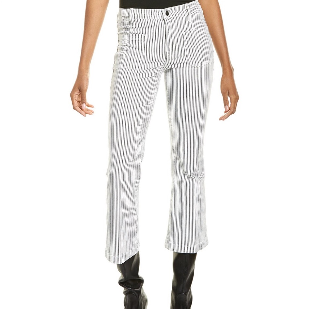 FRAME Denim Le Bardot Blanc Multicolor Crop Flare